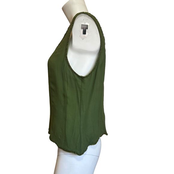 Vintage Diva by Embex Silk Green Beaded Zip Back Sleeveless Blouse sz 18=L NWOT - Picture 3 of 12